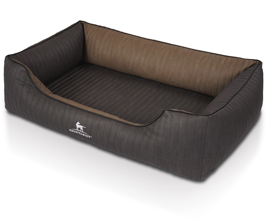 Knuffelwuff Hundebetten Knuffelwuff Orthopädisches Hundebett Outback aus laser-gestepptem Kunstleder schwarz/ gelb XXL