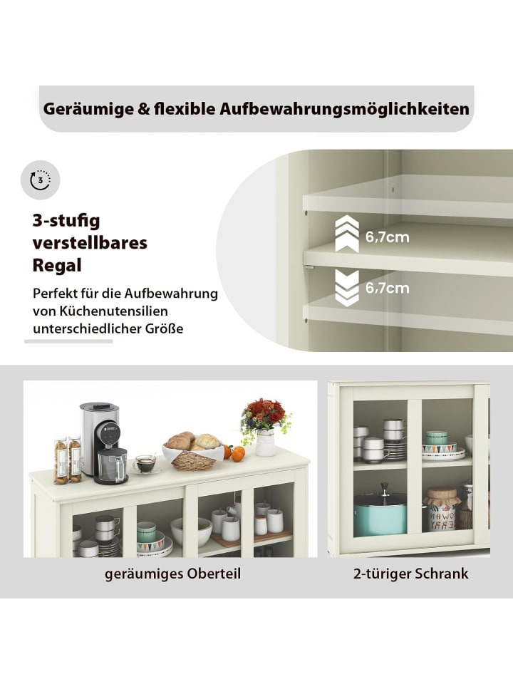 COSTWAY Sideboard in Creme günstig kaufen onesize