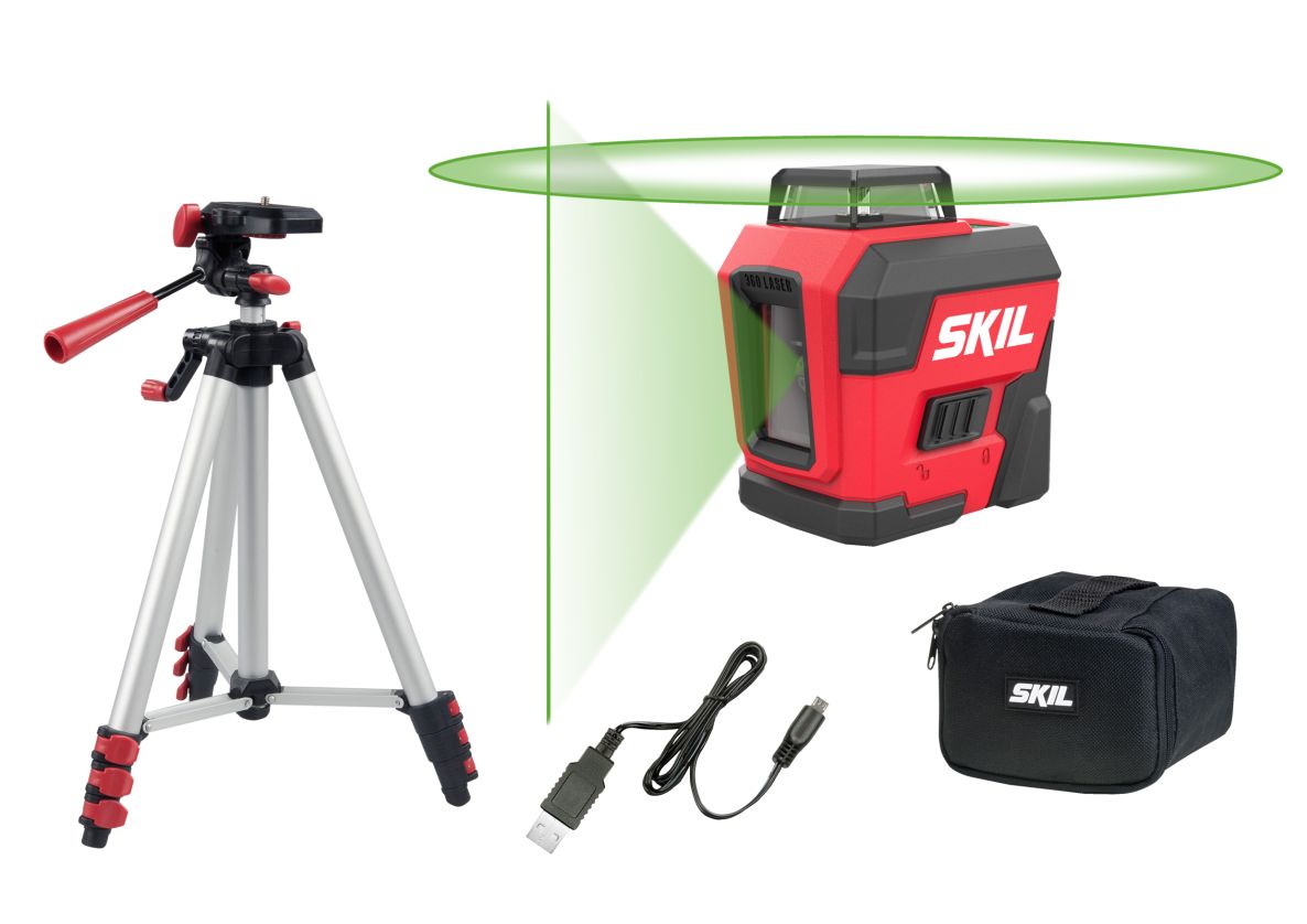 SKIL MT1E1961DA Önszintező keresztvonalas lézer 360 zöld + állvány és USB töltőkábel
