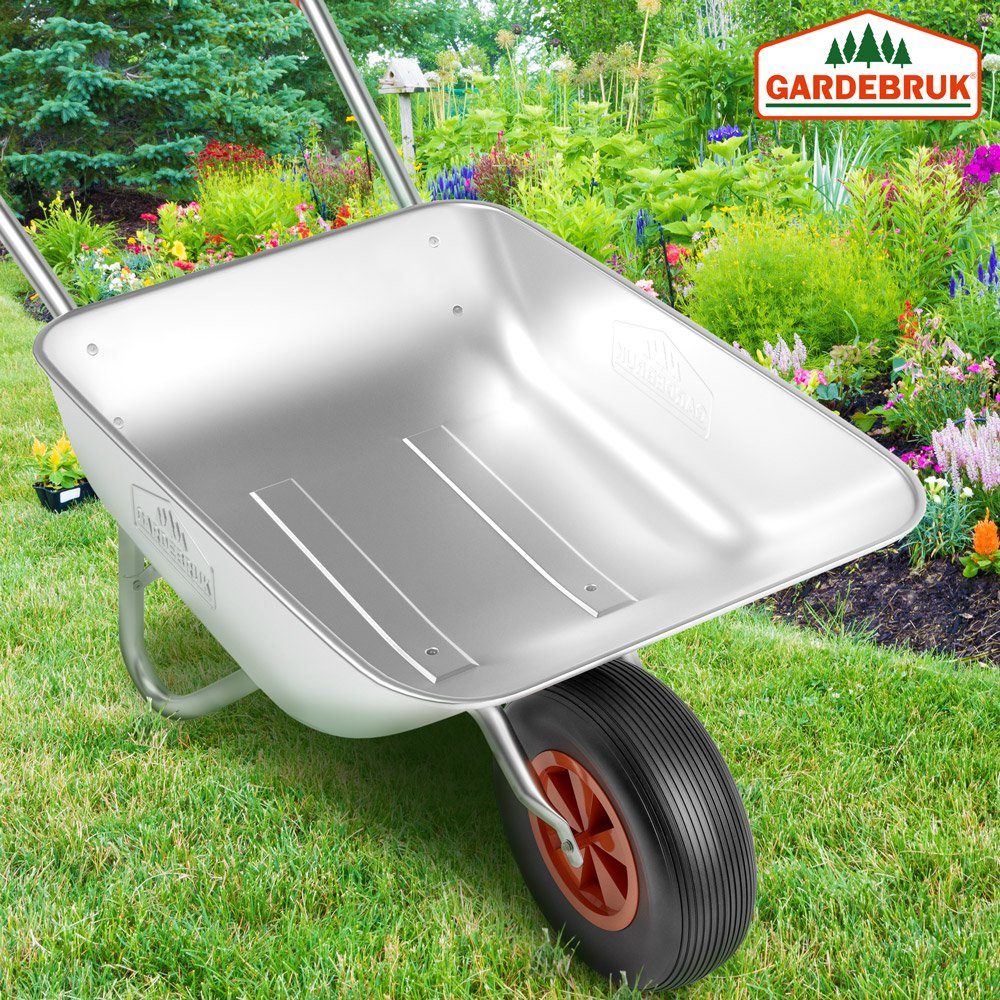 Gardebruk Schubkarre, 100kg verzinkt Gummigriffe 80L Bauschubkarre Gartenkarre Schiebkarre