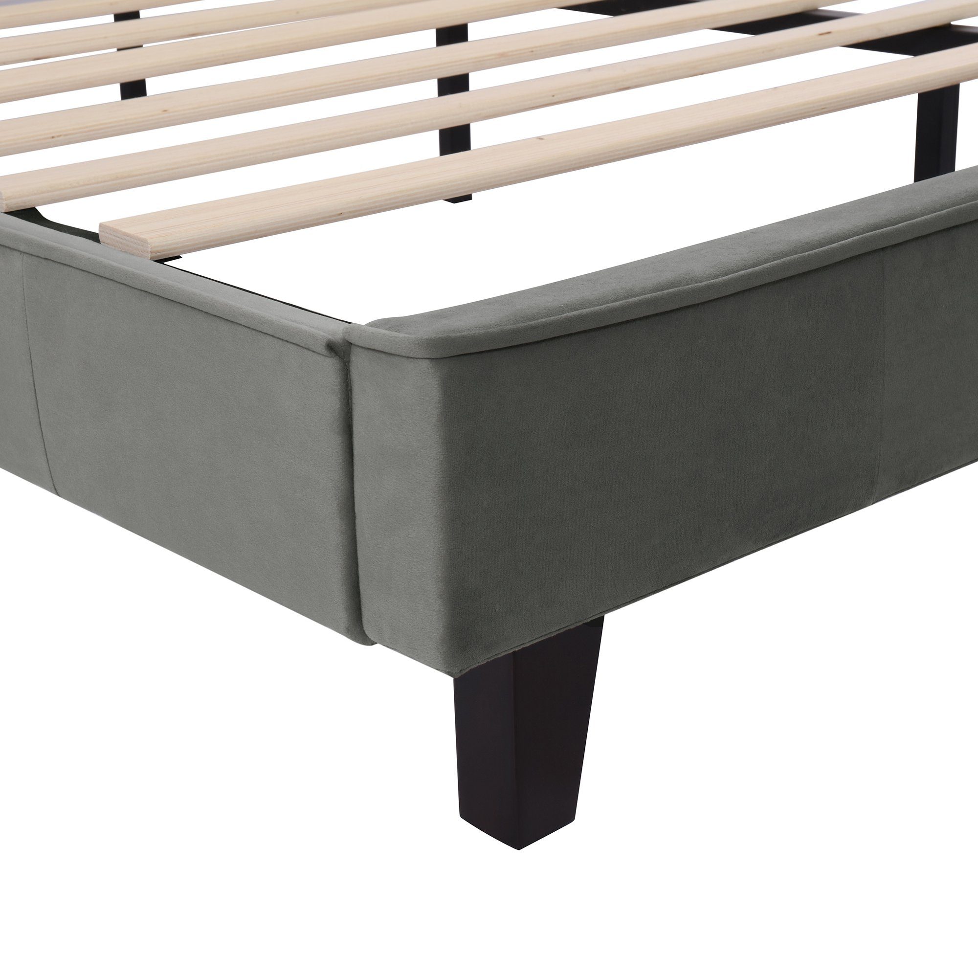Flieks Polsterbett, Doppelbett mit Lattenrost und Kopfteil Samt 160x200cm