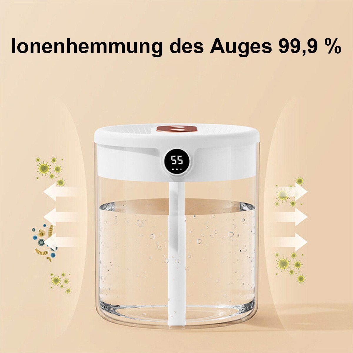 götäzer Luftbefeuchter Luftbefeuchter mit Dual-Spray-Ultraschall-Digitalanzeige, 2L großes Fassungsvermögen, Luftreinigung, USB-Aufladung, Nachtlicht