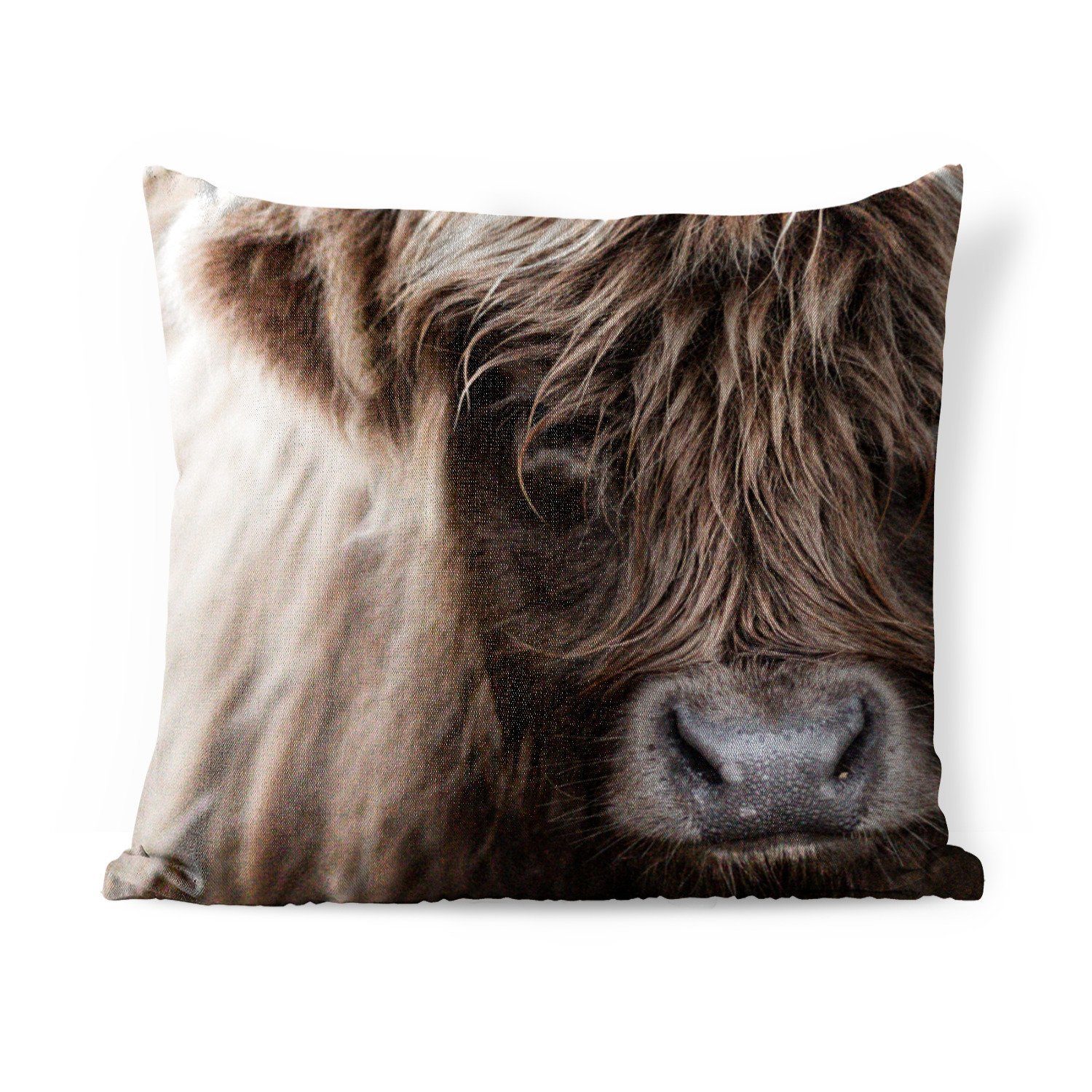 MuchoWow Dekokissen Schottischer Highlander - Schottische Kuh, Kissenbezüge, Kissenhülle, Dekokissen, Dekokissenbezug, Outdoor
