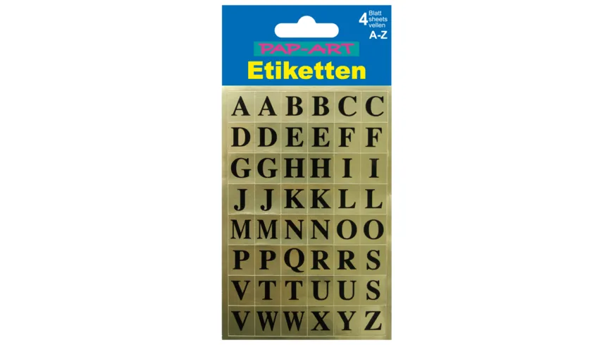PAP-ART Buchstaben-Etiketten schwarz auf gold 15mm