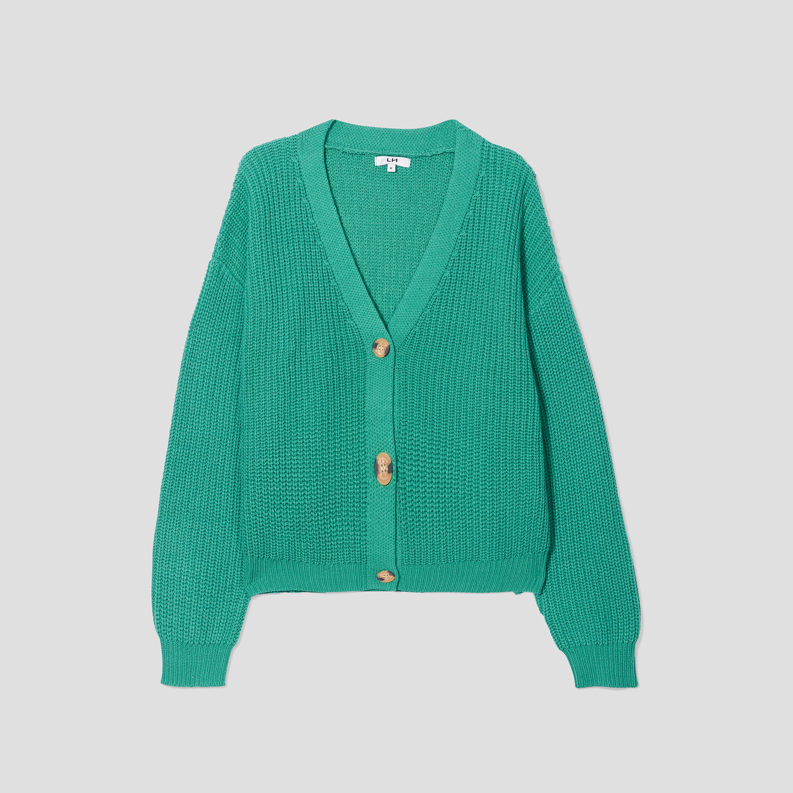 Gilet col en V avec 3 boutons vert émeraude femme | La Halle