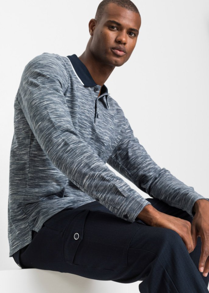 Langarmshirt mit Polokragen