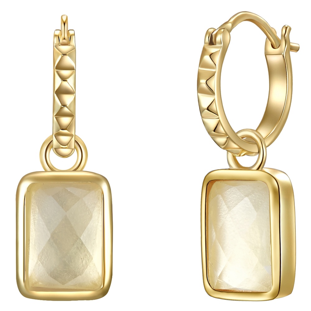 Glanzstücke München Boucles d'oreille en argent Argent sterling Quartz rose en Or jaune Boucles d'oreilles