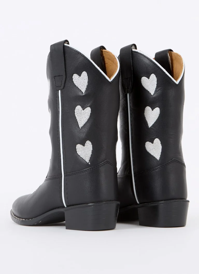 Bootstock Hearts -nahkainen cowboy-saapas kirjonnalla
