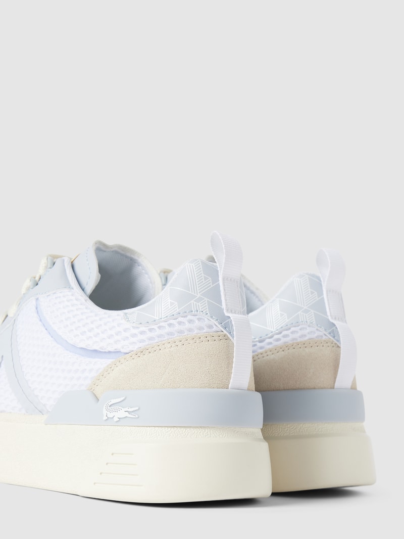 Sneaker aus Leder-Mix mit Kontrastbesatz in violett