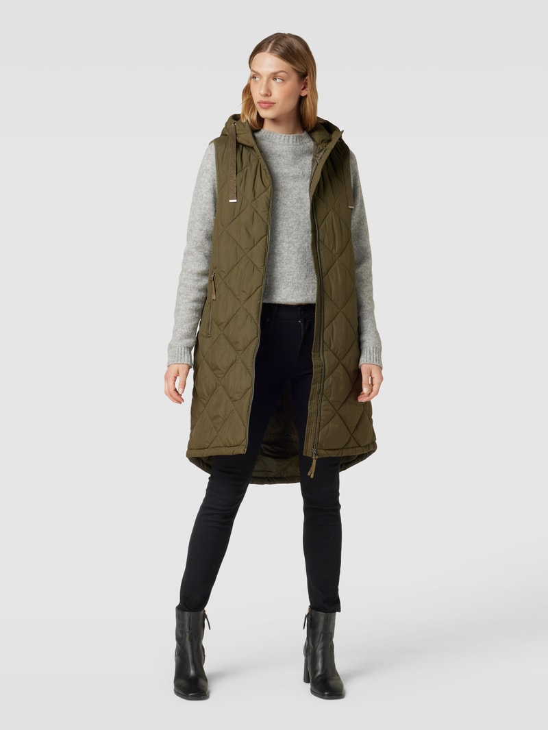 Steppweste mit Kapuze in khaki