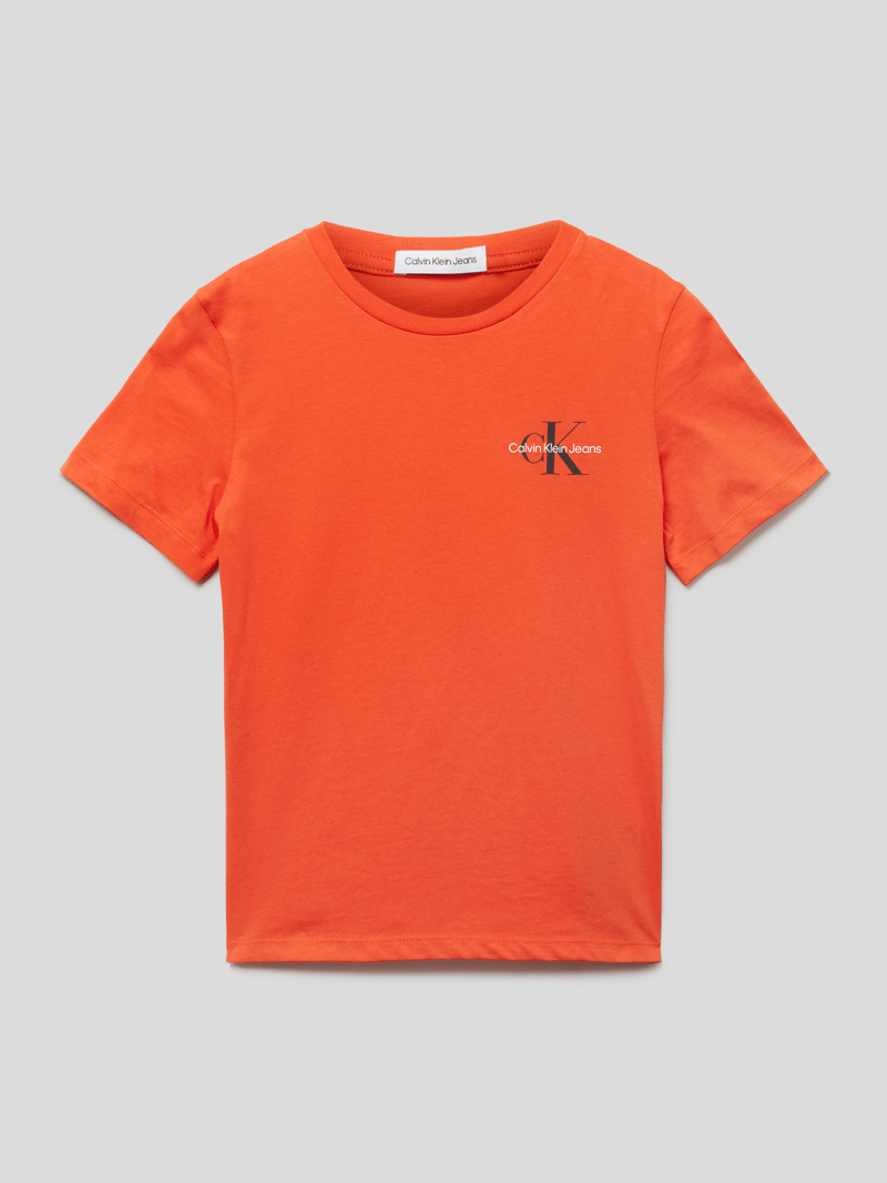 T-Shirt mit Label-Print in orange