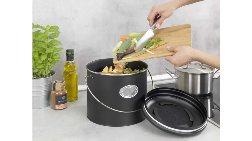 WENKO Komposteimer Nero 6l schwarz, silber