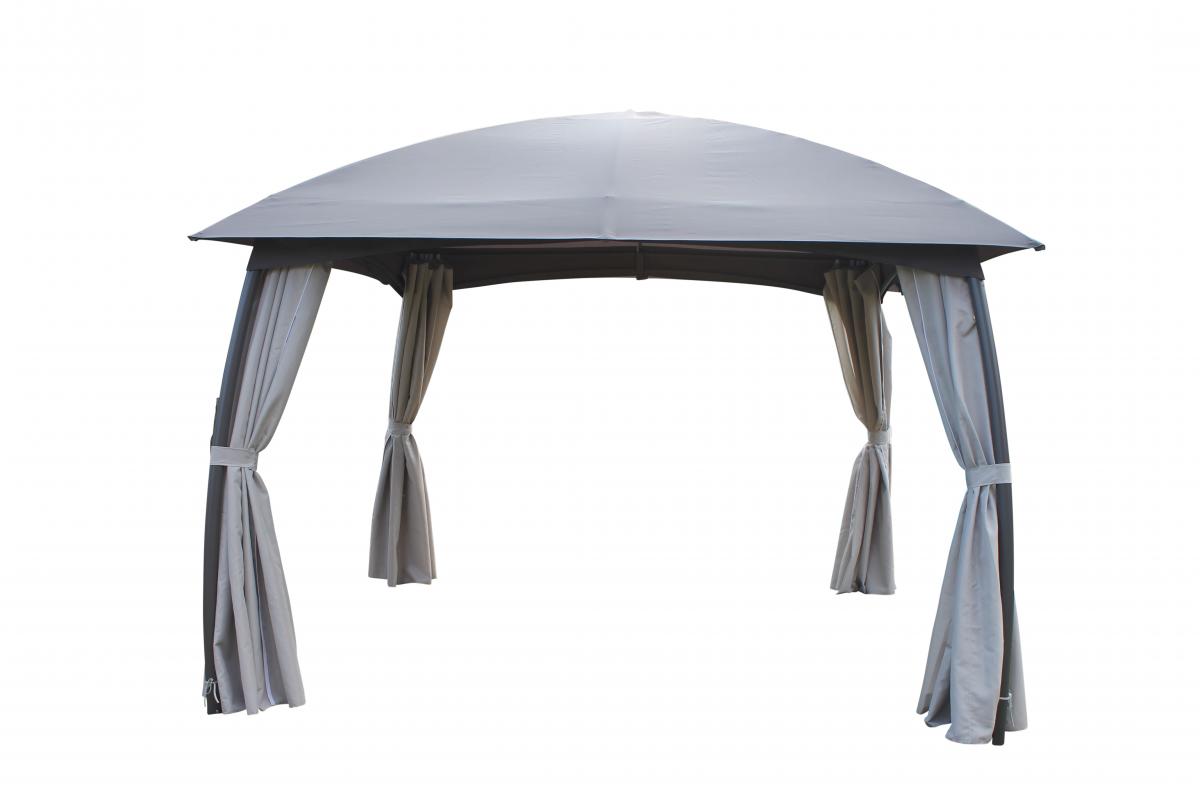 LECO Pavillon Milena – formschöner Gartenpavillon 3,3 x 3,3 m mit verschließbaren Seitenteilen – anthrazit/grau