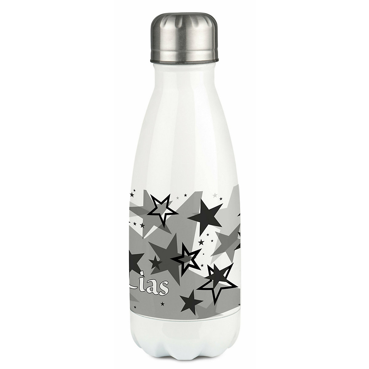 Edelstahl Kinder Thermoflasche / Trinkflasche bunt Sternenhimmel Farbe schwarz Spülmaschinenfest, Auslaufsicher, Bruchfest, Doppelwandig, Für Heißgetränke geeignet, Mit Deckel, Isoliert