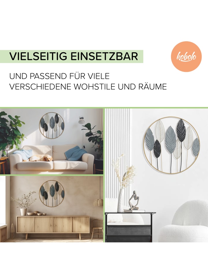 kobolo Metallbild FOGLIA in Grau günstig kaufen onesize
