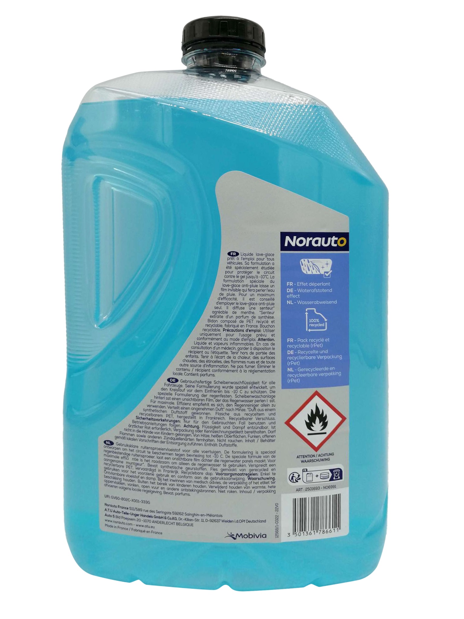 Norauto Scheibenwaschflüssigkeit für das ganze Jahr mit Minzduft, -10 °C regenfest, 5 l - ATU