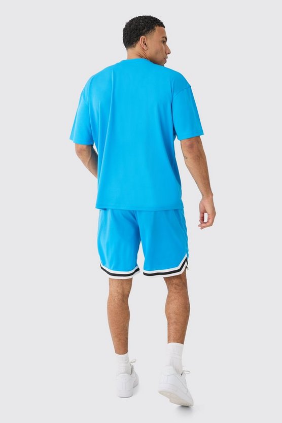 Oversize Man Mesh Varsity Top und Basketball Shorts Set