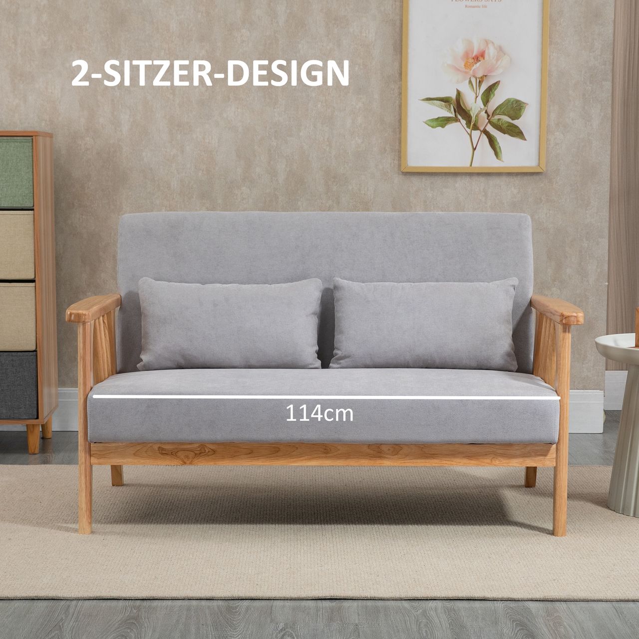 HOMCOM Zweisitzer 2-Sitzer Sofa, Doppelsofa mit Armlehne, Loveseat mit Samtoptik