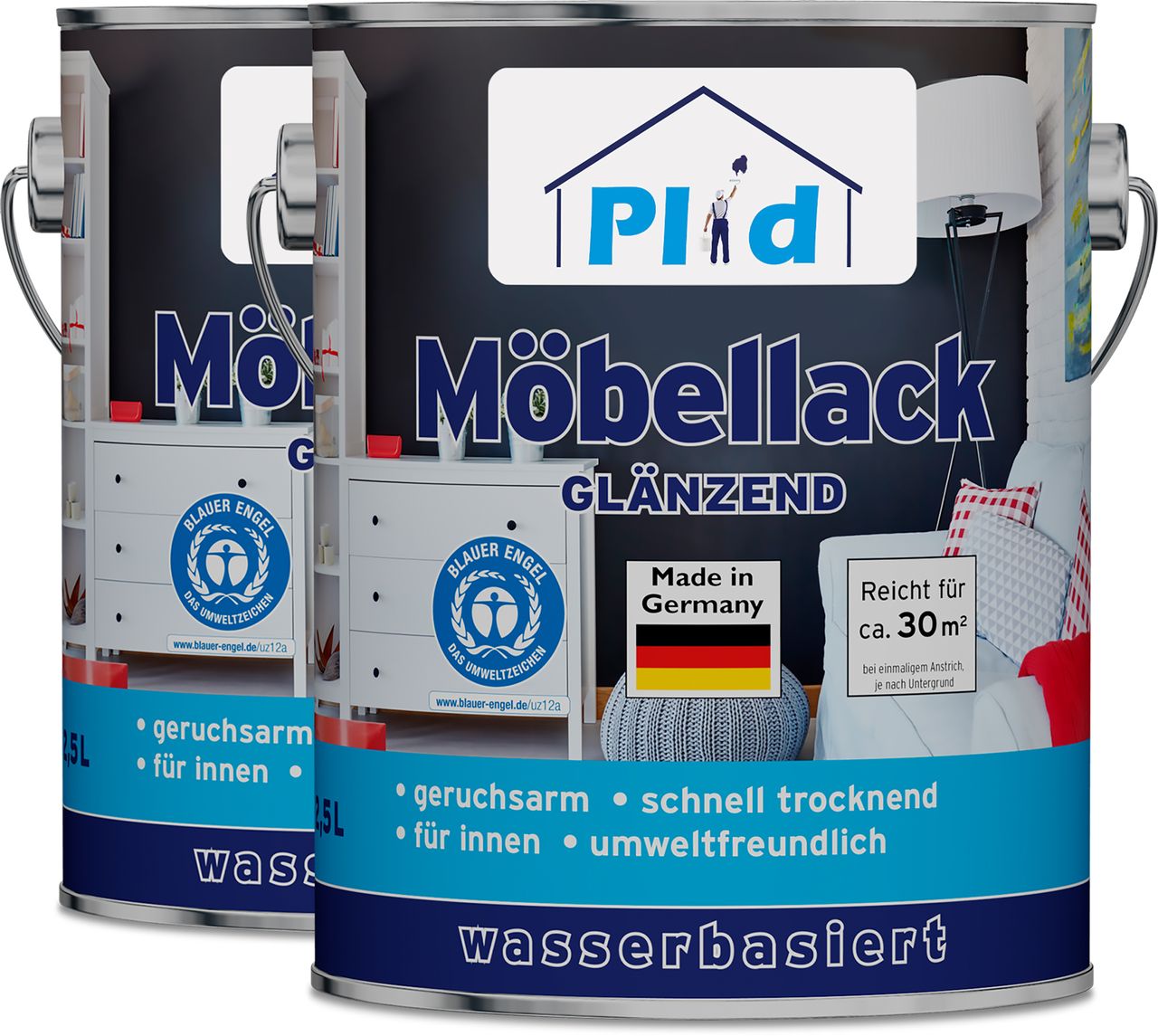 Plid Premium Möbellack Weisslack Türenlack Holzlack Spielzeugfarbe Weiß - Glänzend