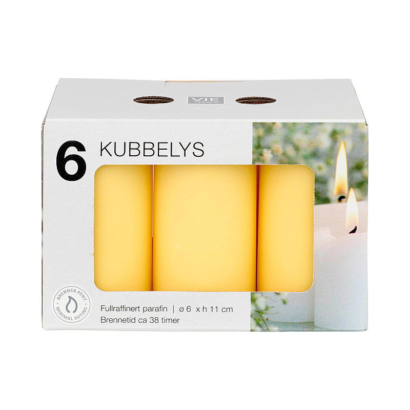 Vie Home Kubbelys 6-pk 6x11 cm gul