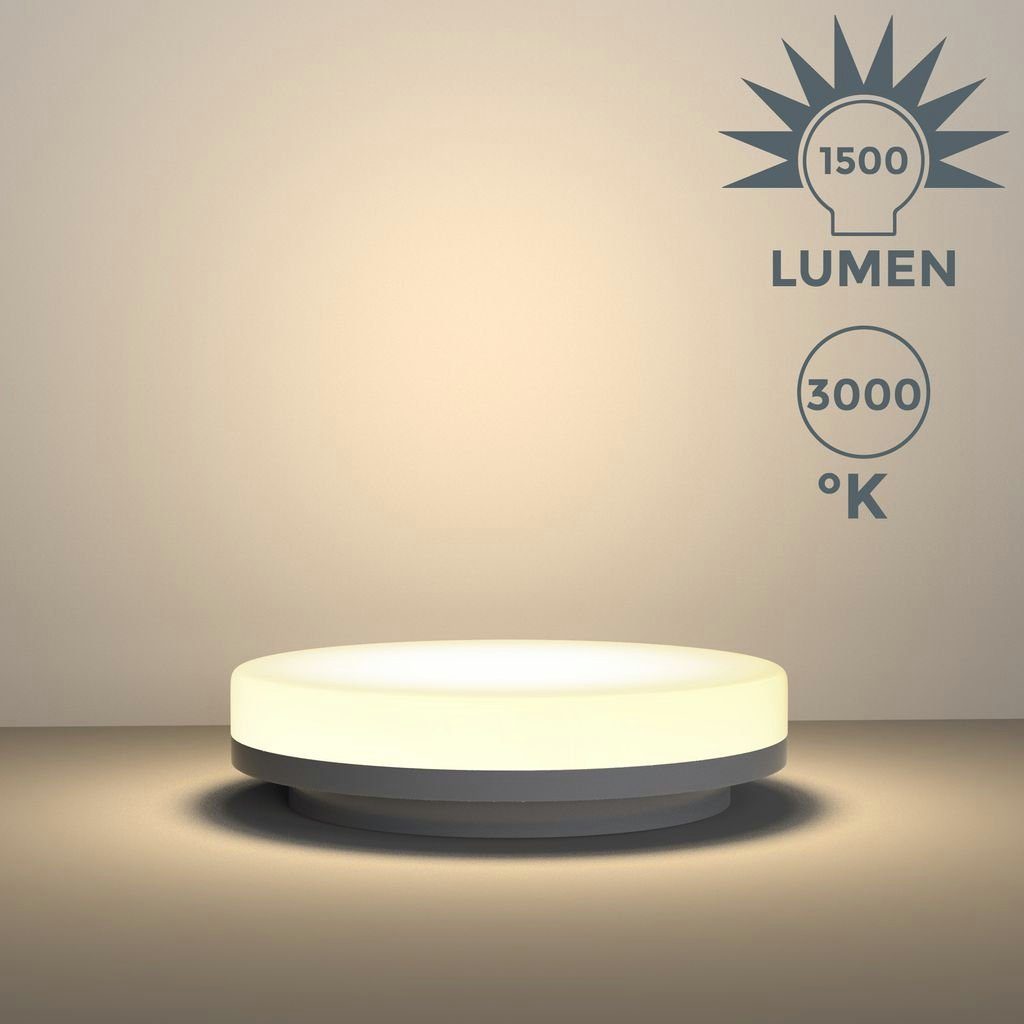 B.K.Licht Deckenleuchte LED Badezimmer-Deckenlampe 22cm Weiß 13W 1500lm - BKL1170, LED fest integriert, Warmweiß, Badleuchte IP54 spritzwassergeschützt 230V 3000K warmweiße Lichtfarbe