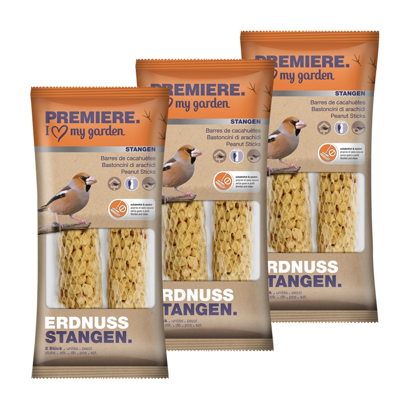 PREMIERE Wildvogelfutter PREMIERE Erdnuss-Stangen 3x2 Stück