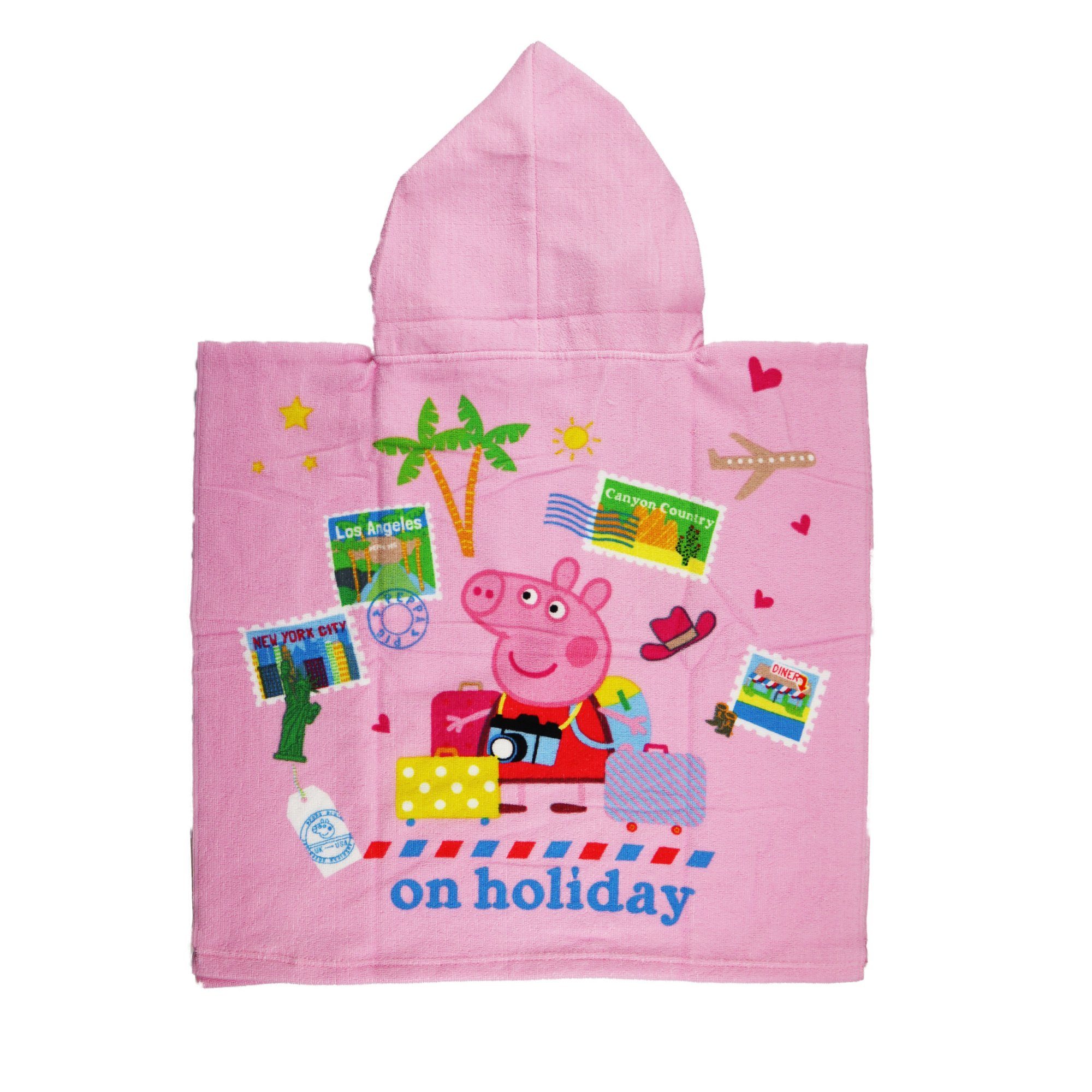 Peppa Pig Badeponcho Peppa Wutz Kinder Poncho, Mikrofaser, Kapuze