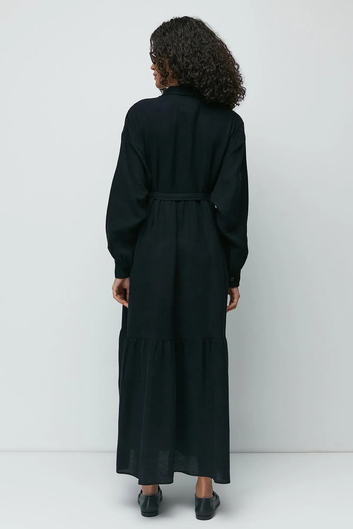 C&City  Langarmkleid aus Bio-Baumwollmusselin 9128 Schwarz