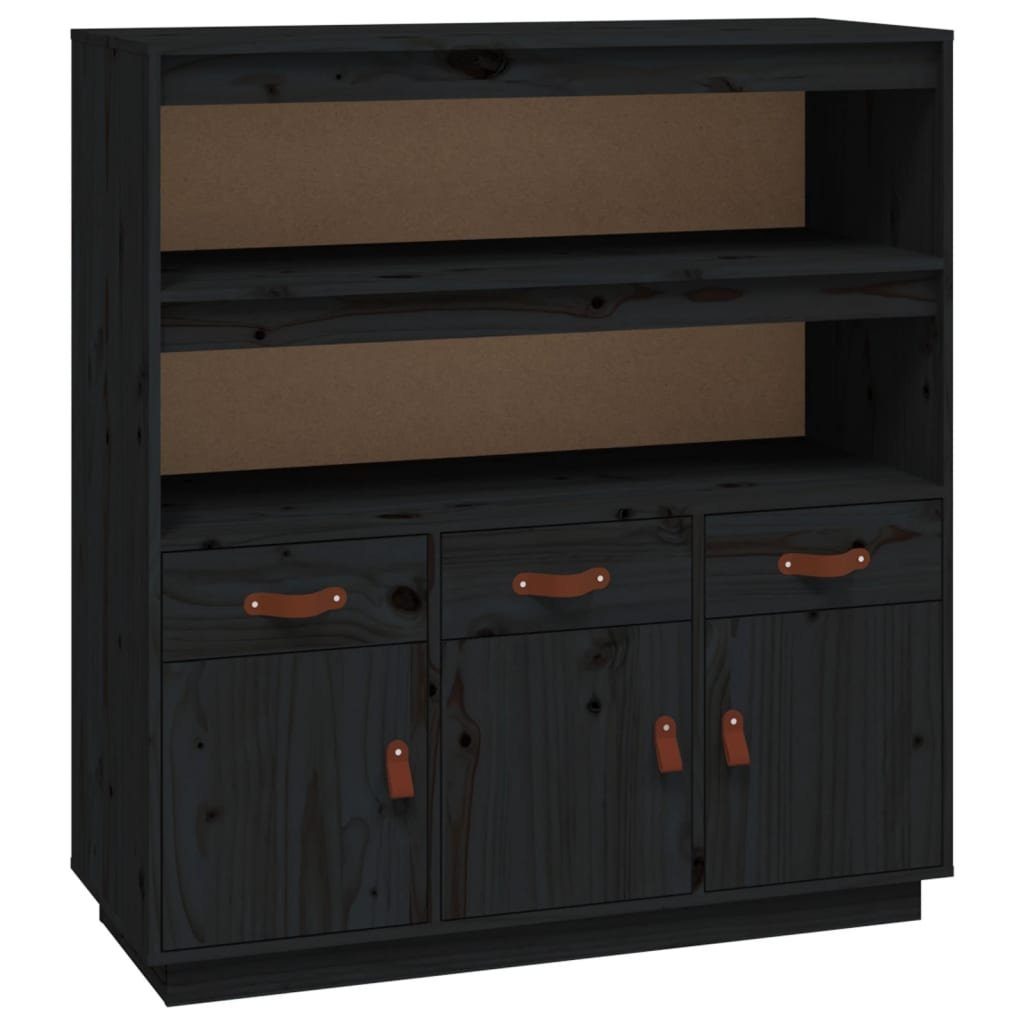 vidaXL Sideboard Highboard Schwarz 100x40x108,5 cm Massivholz Kiefer (1 St)