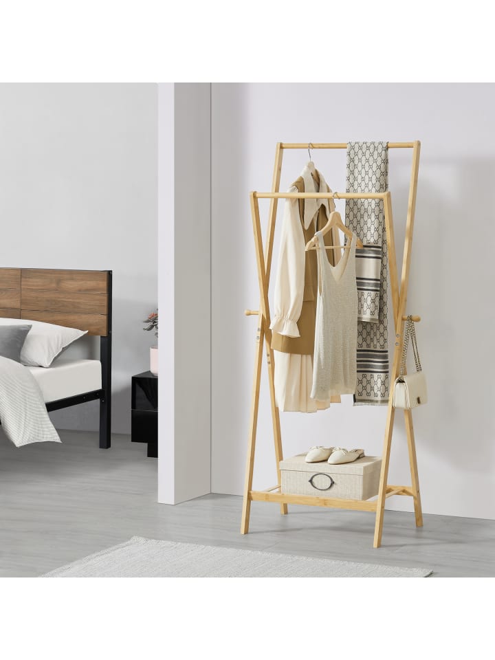 en.casa Garderobenständer Keitele in Braun (H)150cm (B)60cm (T)42cm (G)3.7kg günstig kaufen onesize