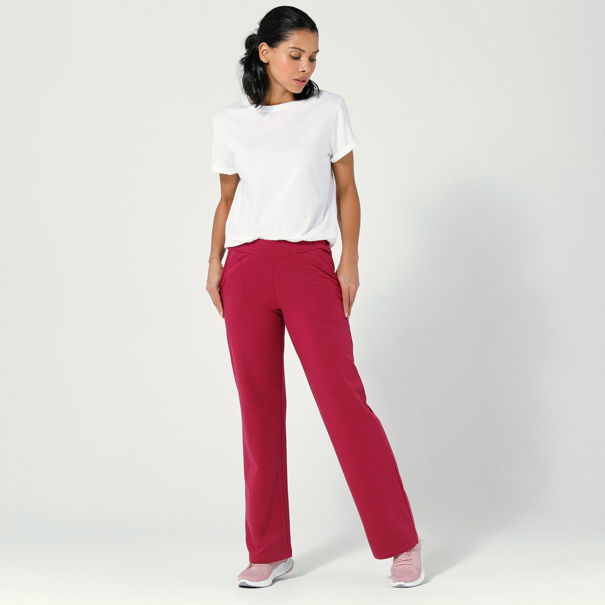 Pantalon coupe large molleton taille élastiquée