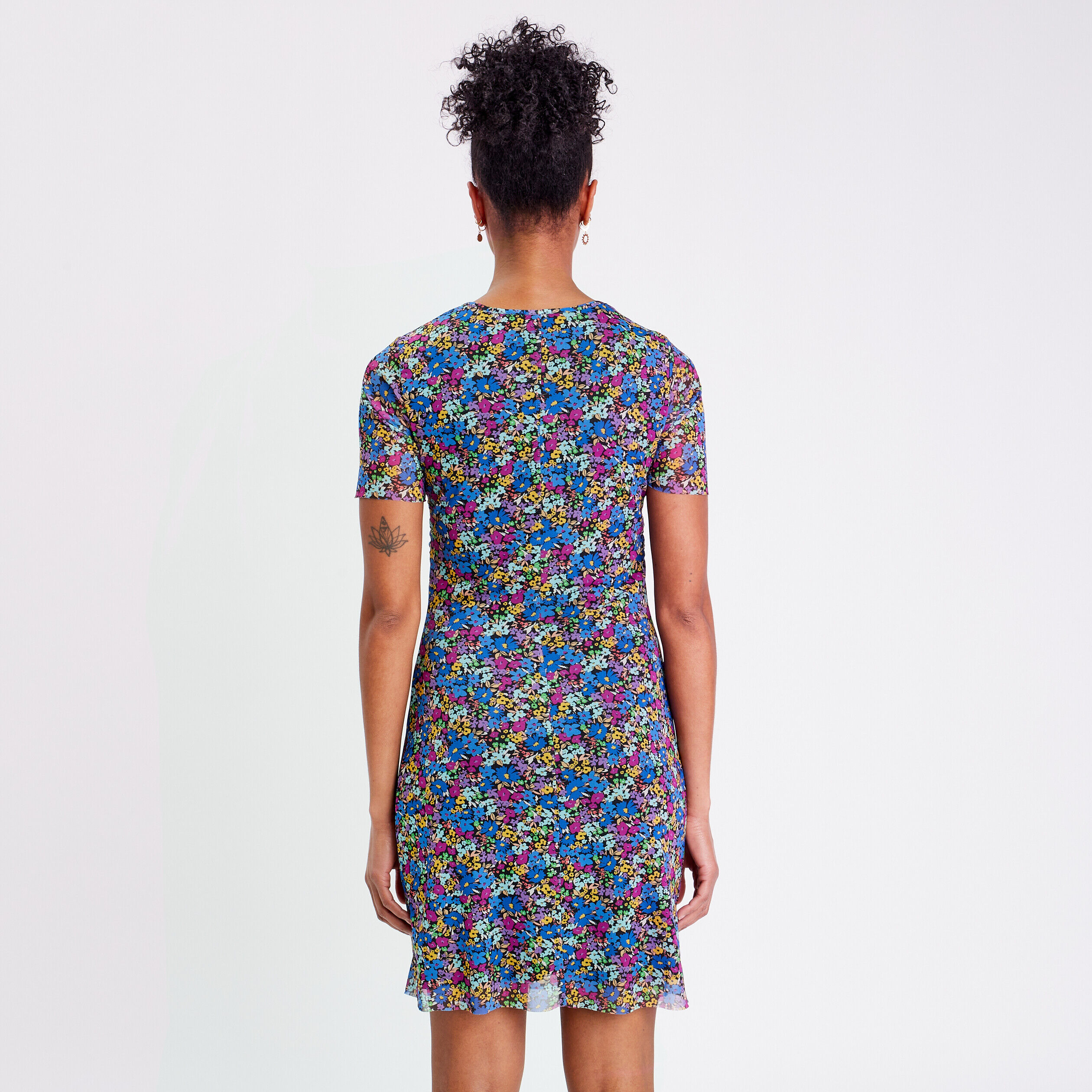 Robe évasée manches courtes noir femme | Cache Cache