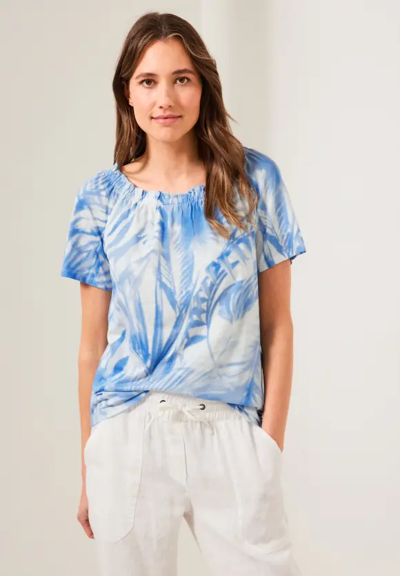 CECIL Carmenshirt mit Blätterprint