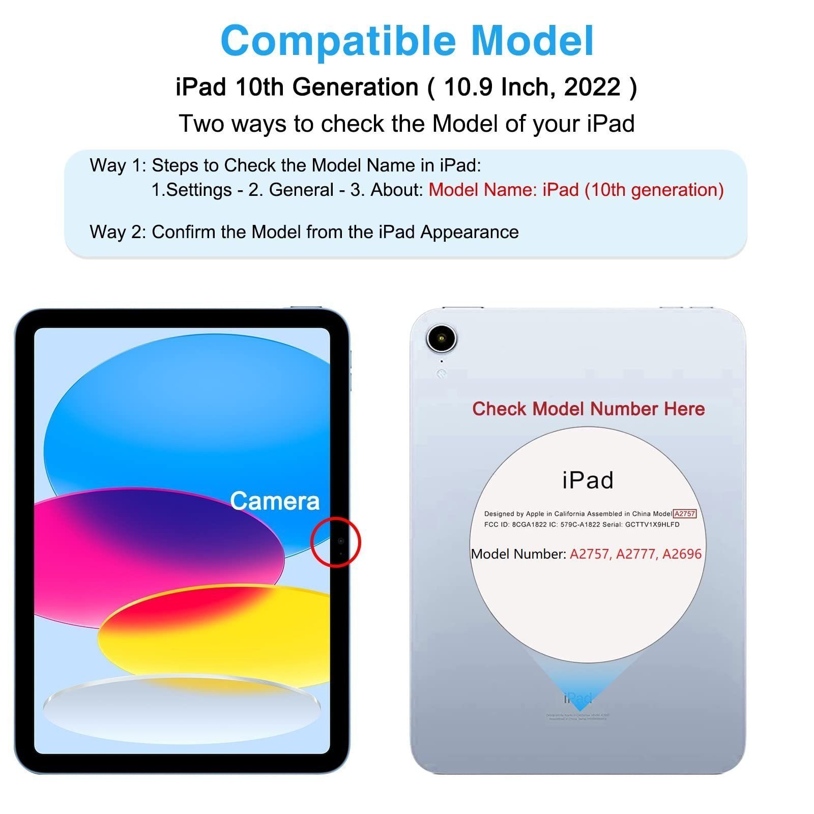 Mutoy Tablet-Hülle Hülle für iPad 10. Generation 10,9 Zoll, Trifold Ständer Schutzhülle mit Stifthalter,Modische Praktische Smart Auto Schlaf/Wach Funktion, Standfunktion Schutzhülle Cover Case Kompatibel mit iPad 10. Gen 2022