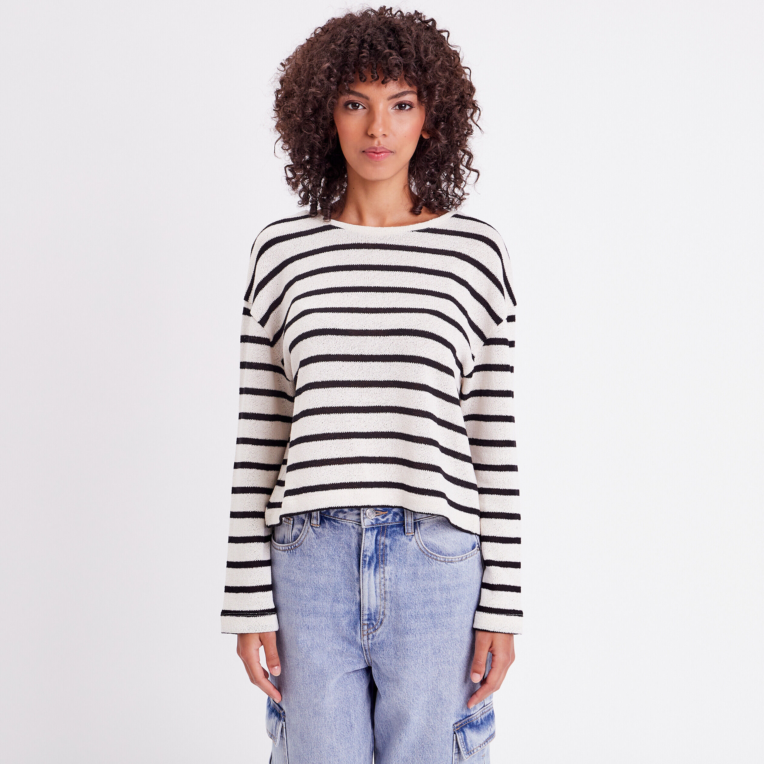 T-shirt manches longues noir femme | Cache Cache