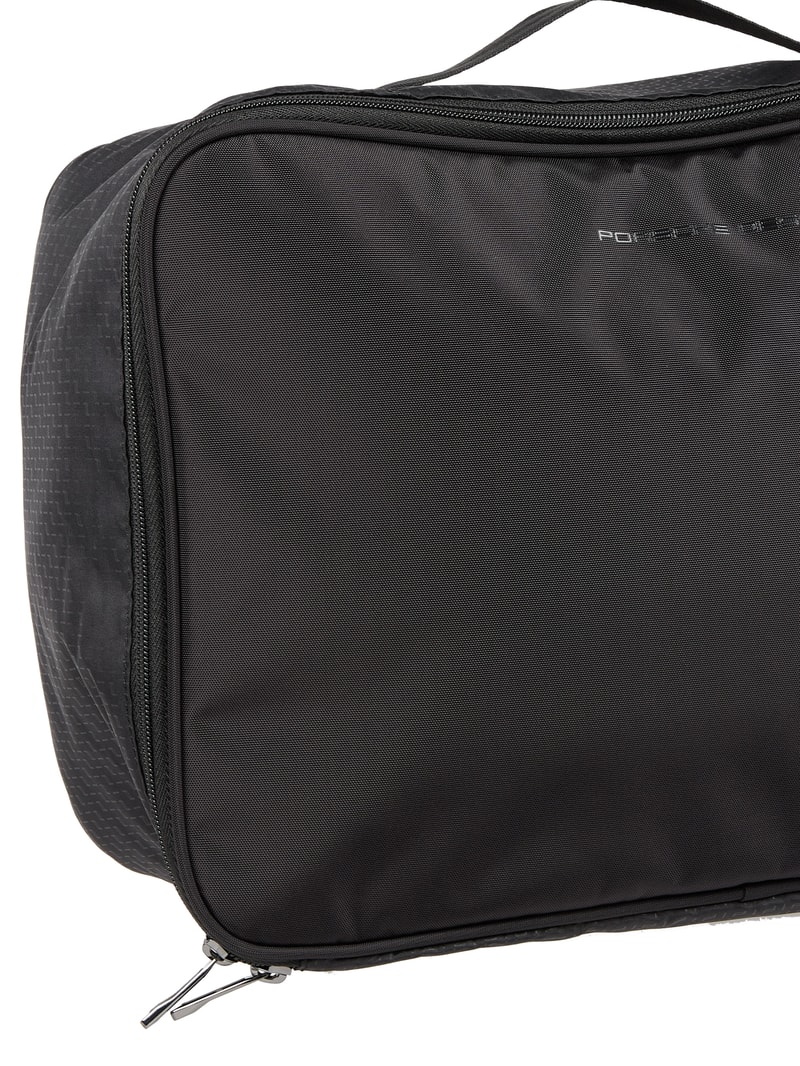 Schuhtasche aus Textil in schwarz