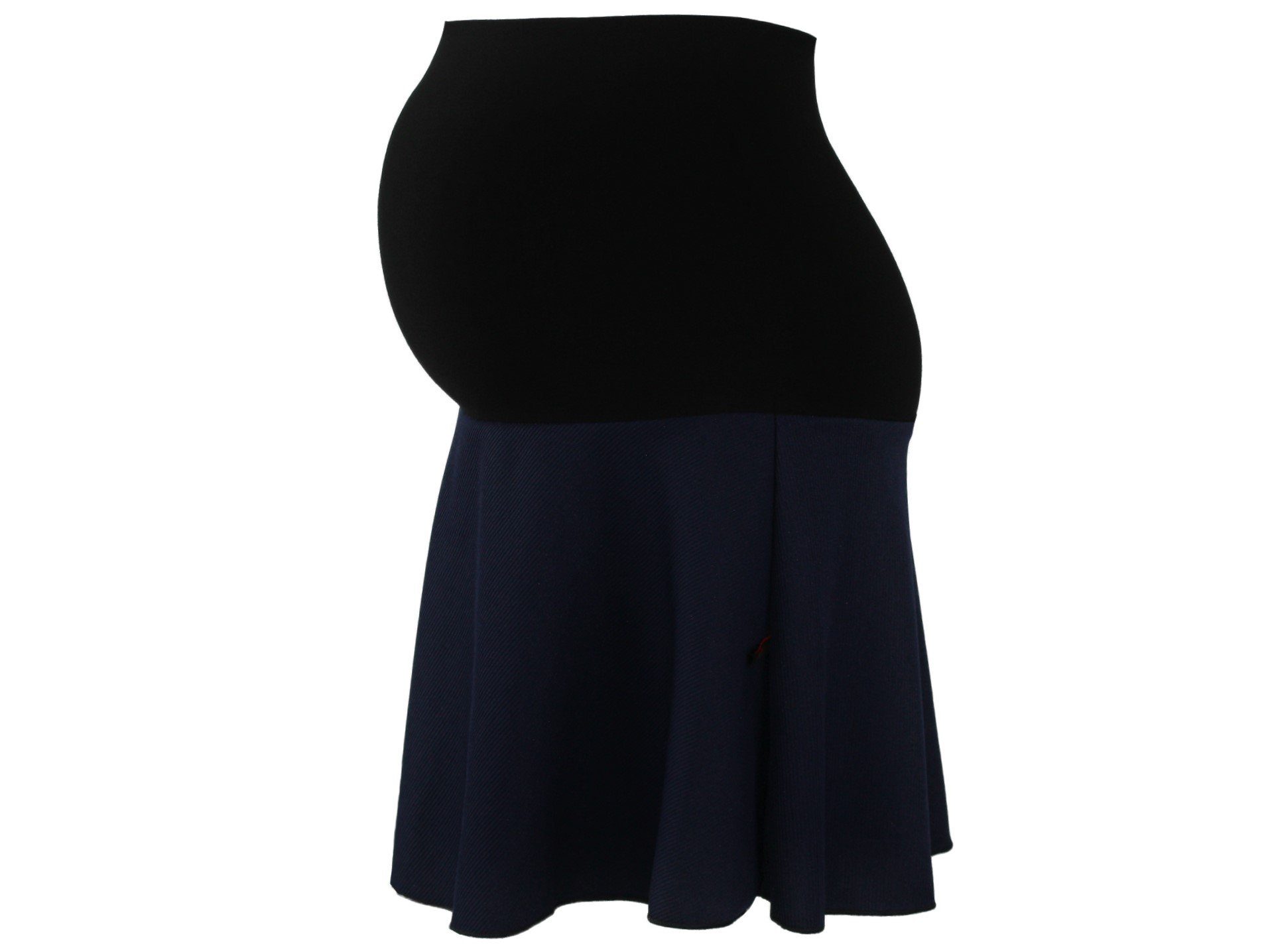 dunkle design Umstandsrock Rippjersey Dick Marine Wadenlang oder Mini elastischer breiter Bund
