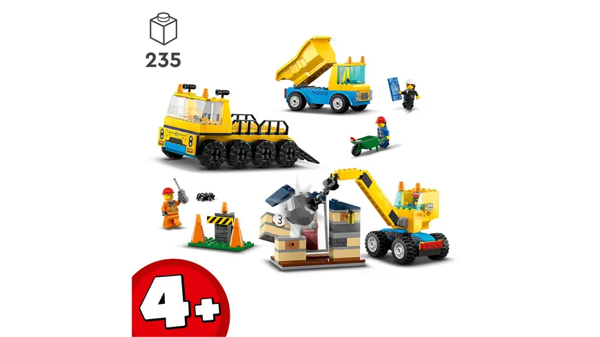 LEGO City 60391 Baufahrzeuge und Kran mit Abrissbirne