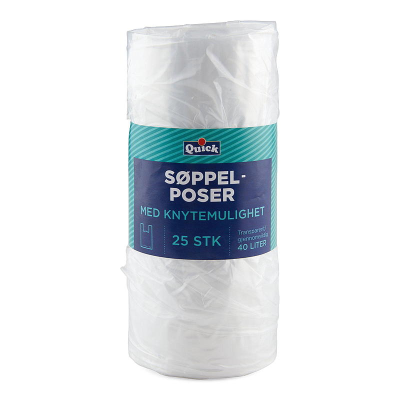 Quick Søppelpose 25 stk 40 l, transparent
