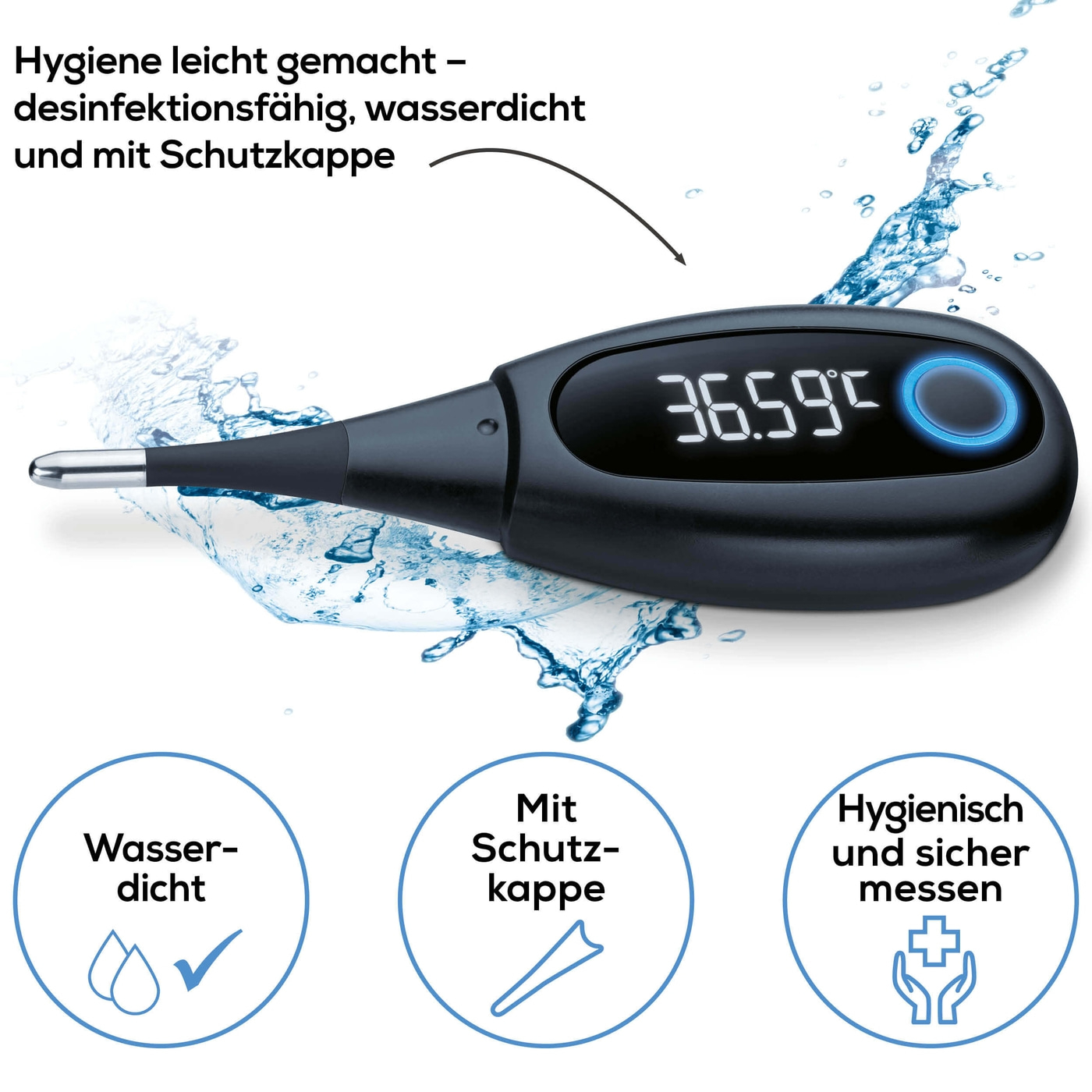 Beurer Basalthermometer OT 30-Basalthermometer für Schwangerschaft oder Zyklustracking - Bluetooth® kompatibel mit „Ovy“ App