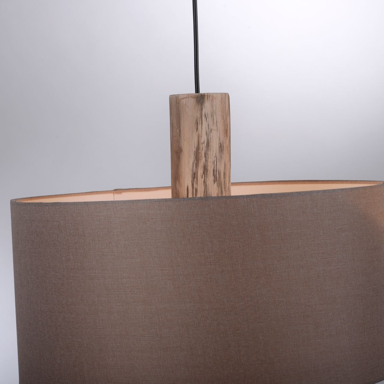JUST LIGHT LeuchtenDirekt Pendelleuchte LINEN, Holzapplikation, natürlicher Materialmix, 2x E27/60W exkl., Innenleuchte