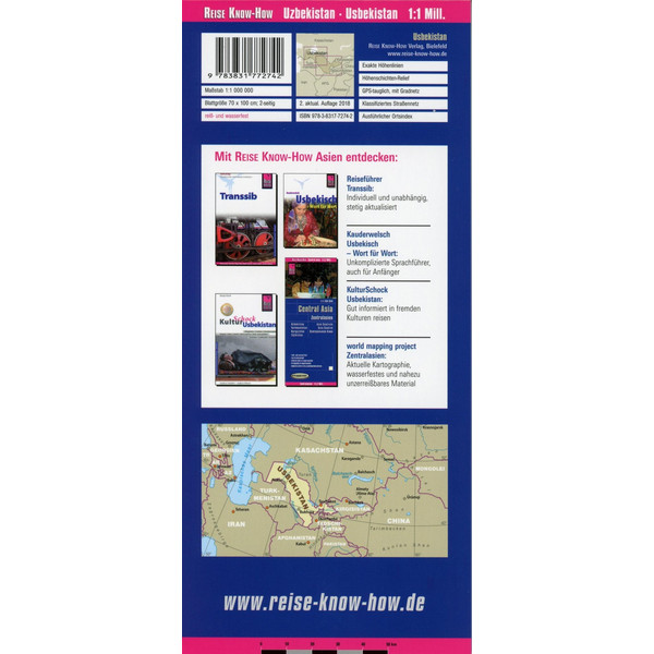 Reise Know-How Landkarte Usbekistan 1 : 1.000.000 - Straßenkarte