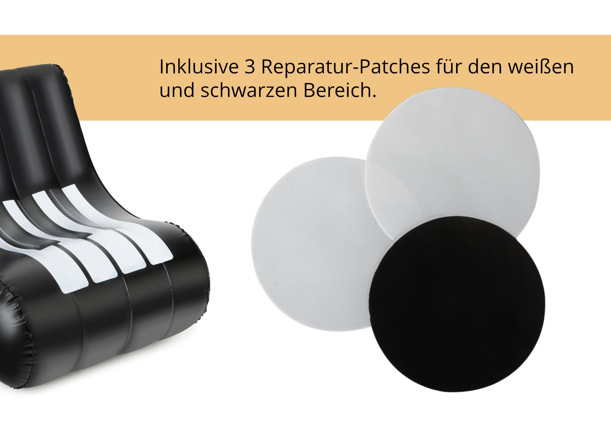 Stagecaptain Luftsessel IF-7488 - Aufblasbarer Sessel Piano-Design, Ideal für Festivals, Camping, Garten, Proberaum oder Wohnzimmer