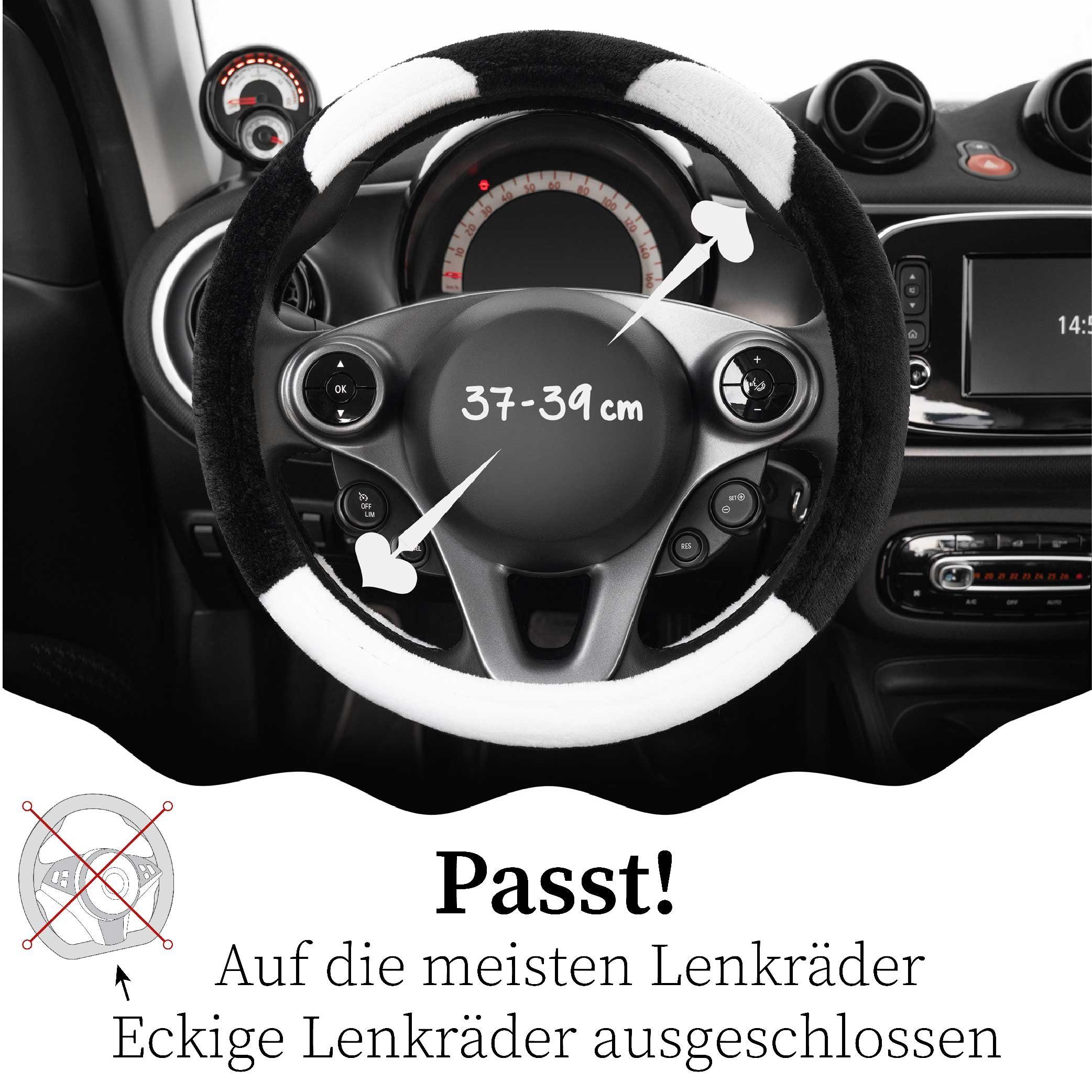 Upgrade4cars Lenkradbezug Plüsch, Ø 37,00 - 39,00 cm, Weiches Plüschmaterial mit entzückenden Designs von Teddybären