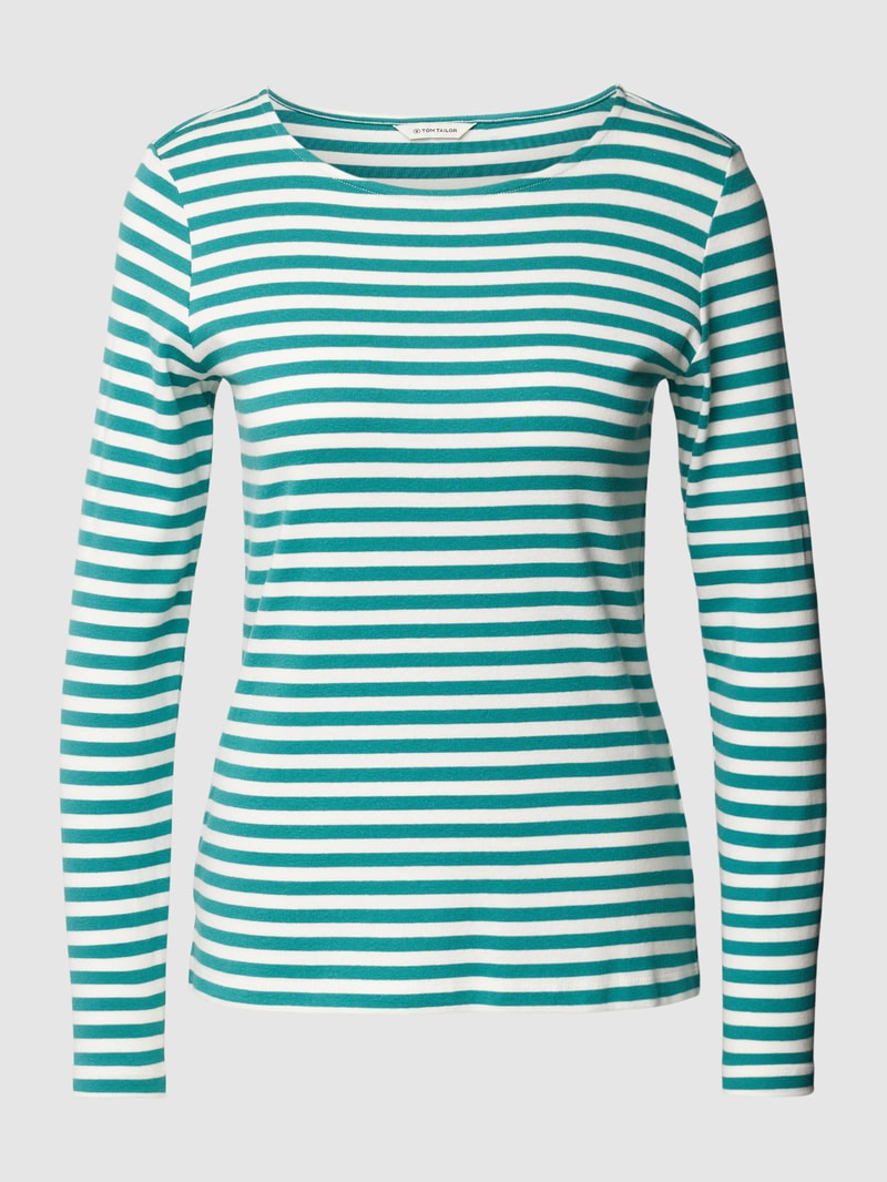 Longsleeve mit Streifenmuster in petrol