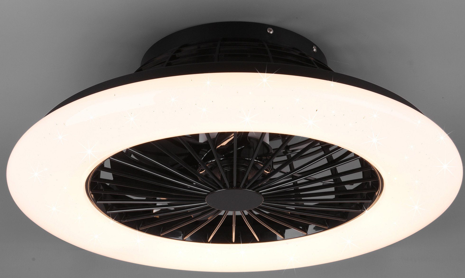 TRIO Leuchten LED Deckenleuchte Stralsund, Timerfunktion, Ventilatorfunktion, LED fest integriert, Neutralweiß, mit Ventilator, Fernbedienung., Leuchte/ Ventilator getrennt schaltbar