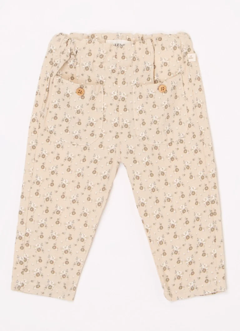 Pantaloni drepți pentru bebeluși Lil' Atelier NBFLacy din amestec de bumbac organic.