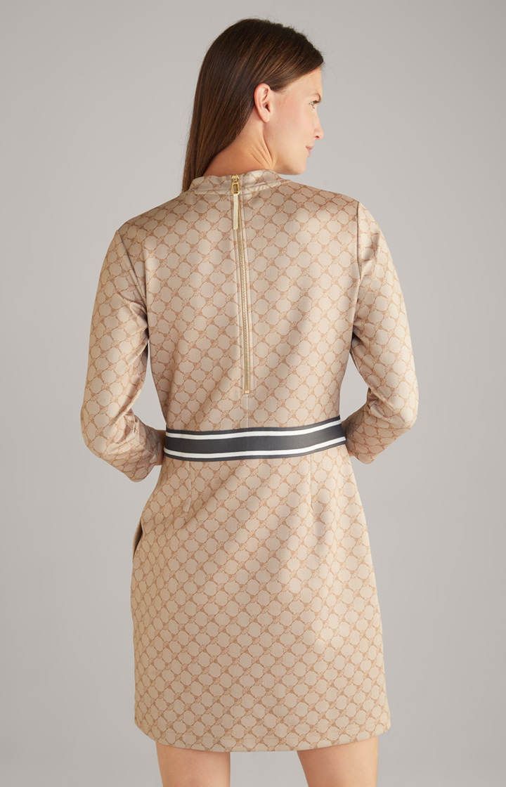 Sweat-Kleid in Beige gemustert