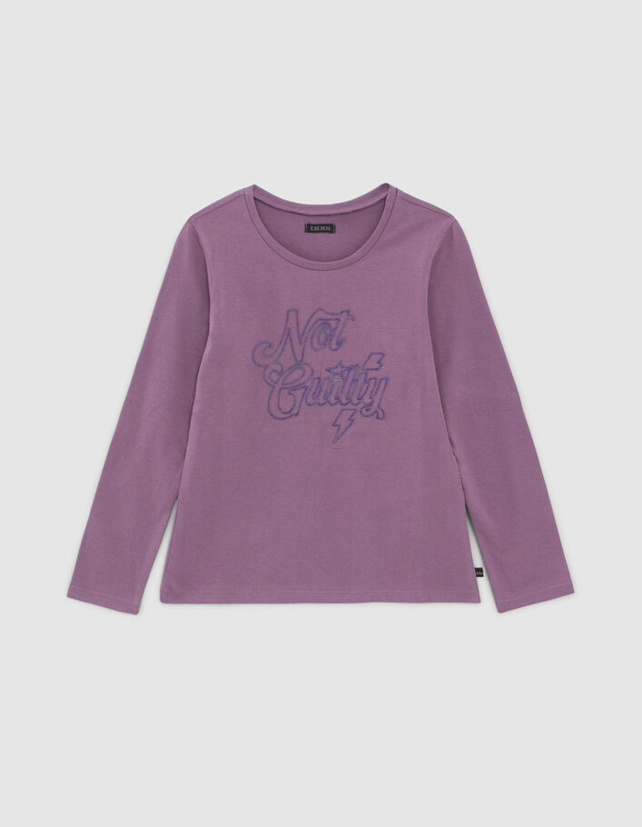 T-shirt rose coton bio message gomme iridescente fille