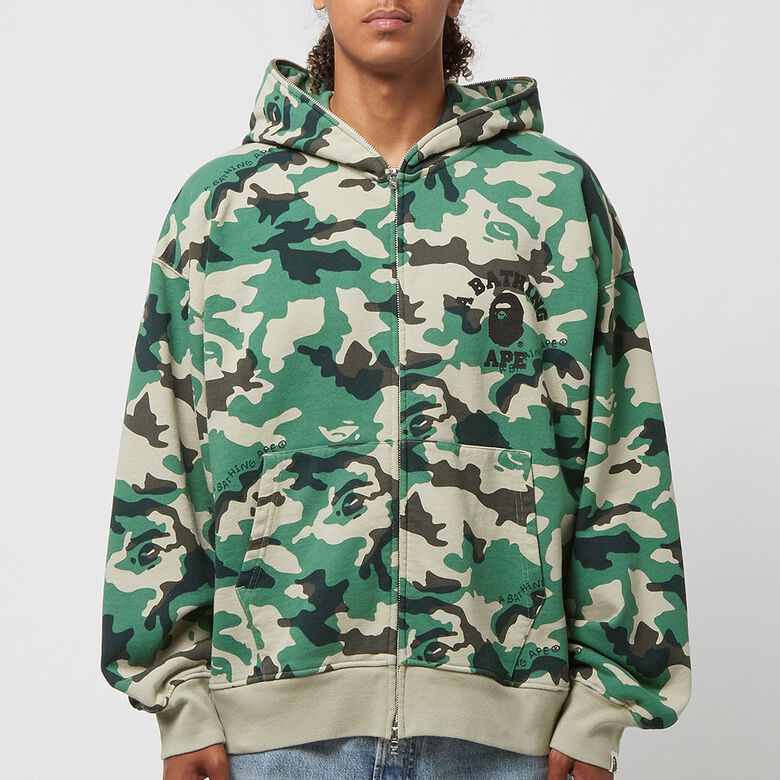 A Bathing Ape Woodland Camo Loose Fit Full Zip Hoodie M olive drab